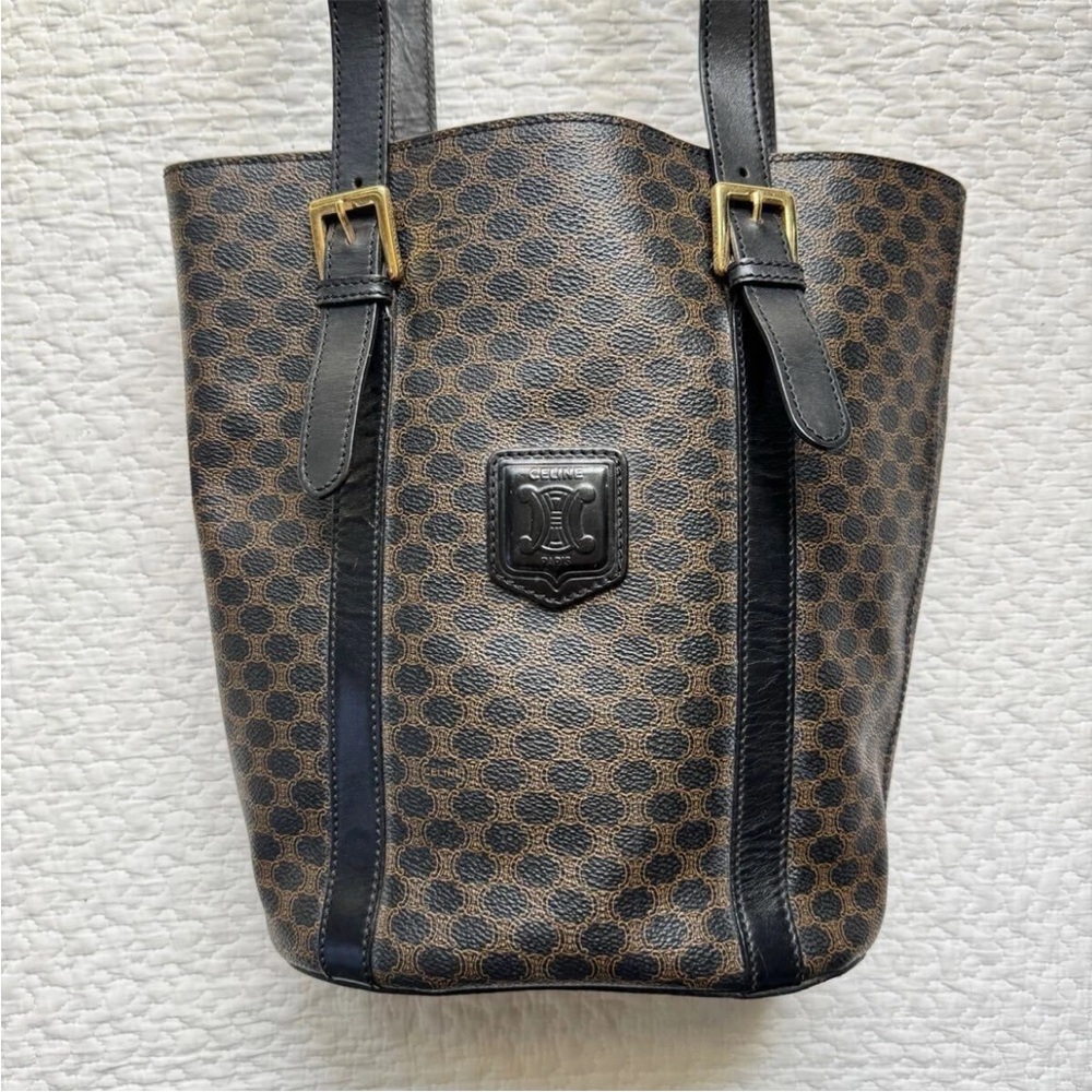Celine Dark Brown and Black Patterned Tote - Picture 2 of 10